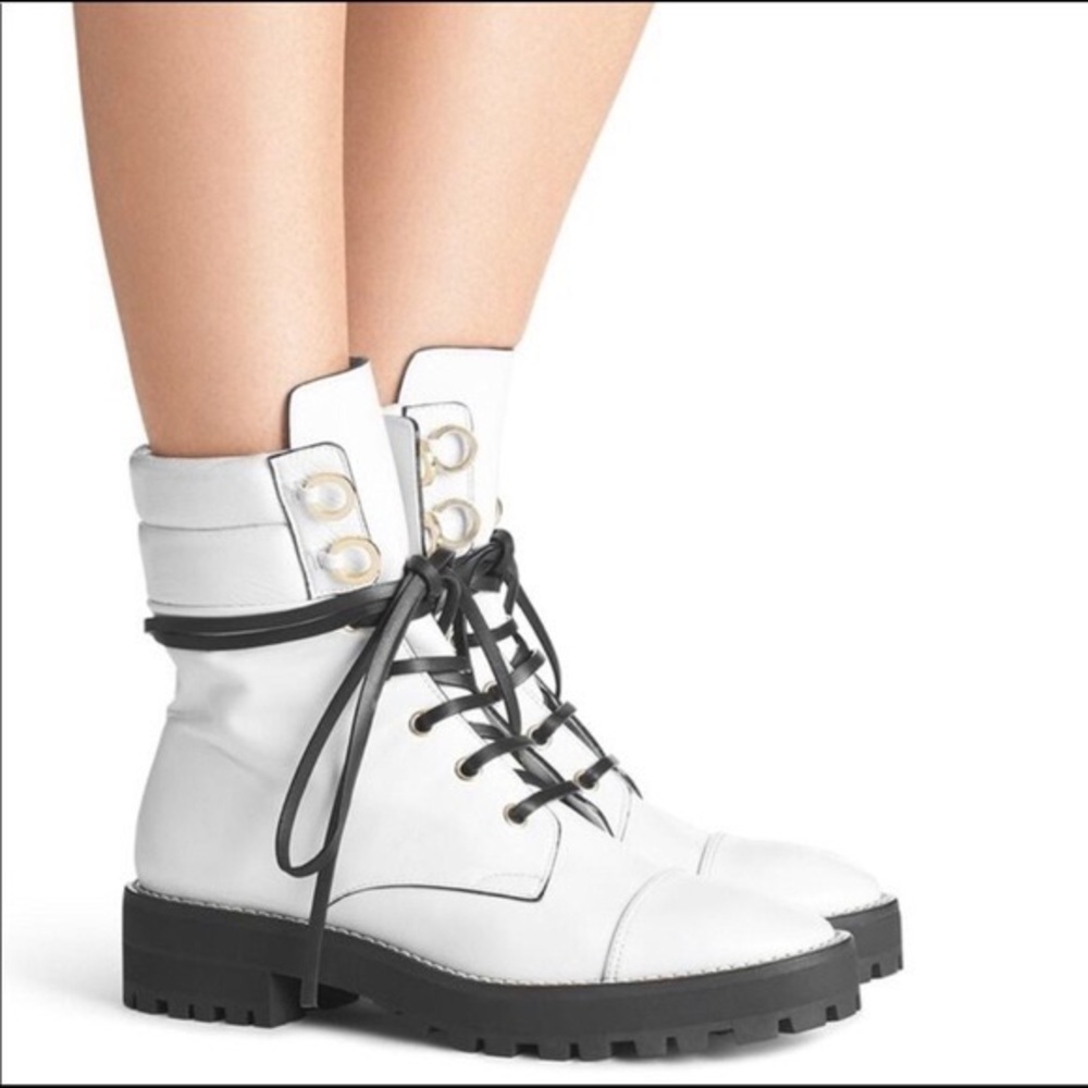 White Stuart Weitzman Combat Boots - Picture 2 of 6